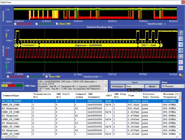 eMMC (4.41, 4.51 and 5.0) and SD (UHS-I) Electrical Validation and Protocol Decode Software