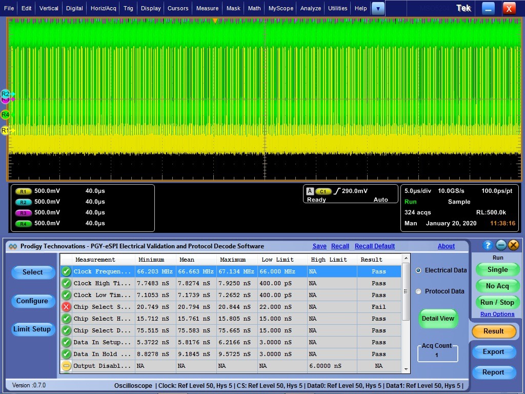 eSPI Electrical Validation and Protocol Decode Software