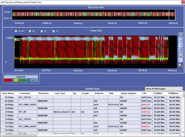 eSPI Electrical Validation and Protocol Decode Software