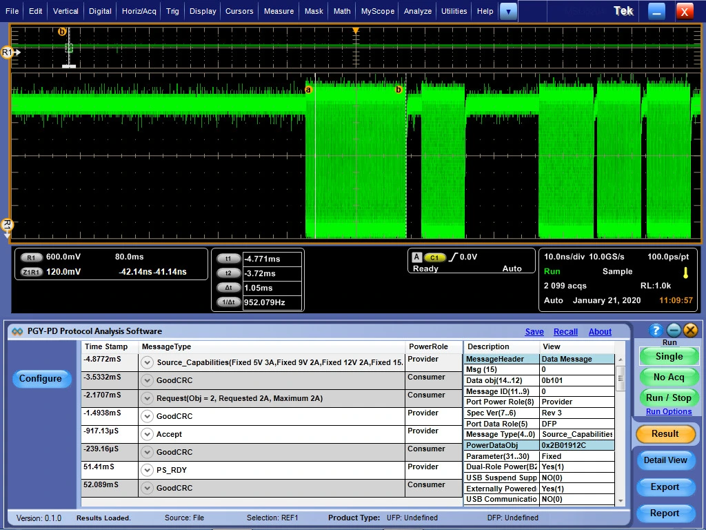 PD Power Delivery (CC) Protocol Analysis Software