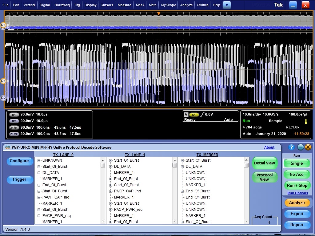 UniPRO/LLI/UFS Protocol Decode Software