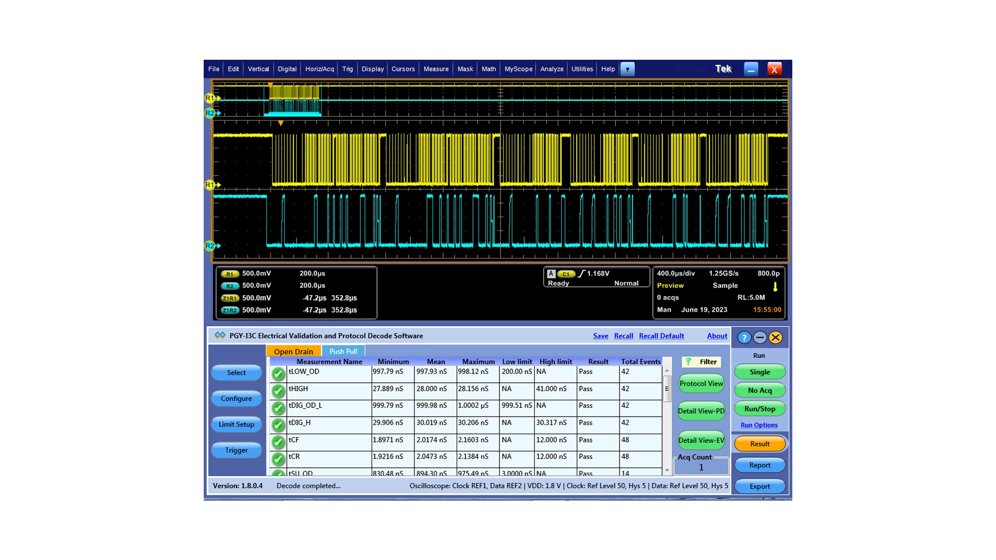 I3C Electrical Validation Software