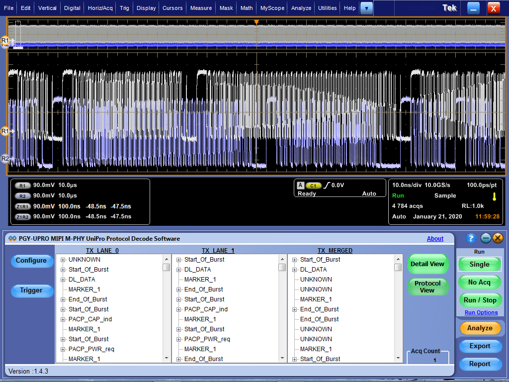 MIPI-MPHY-UFS Protocol Decode Software - Prodigy Technovations